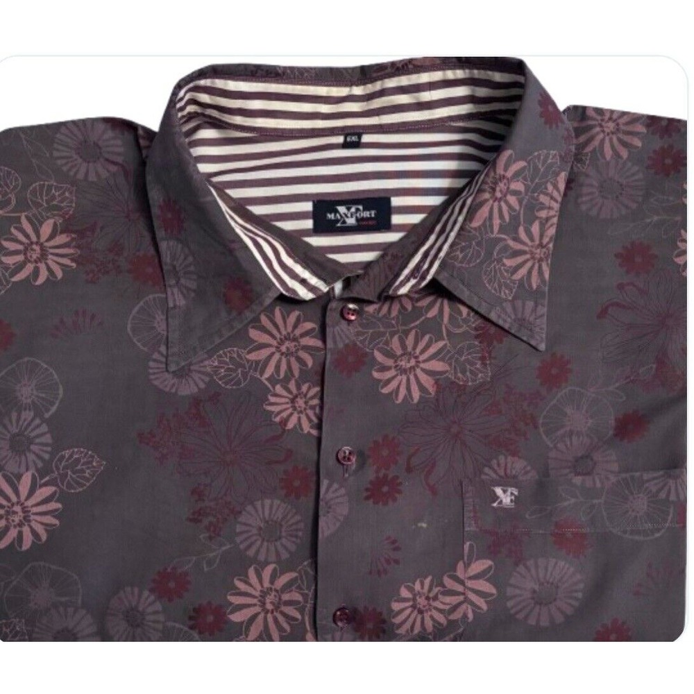 Maxfort Oversized 5XL Men's Button‎ Up Shirt Brown One Front Pocket